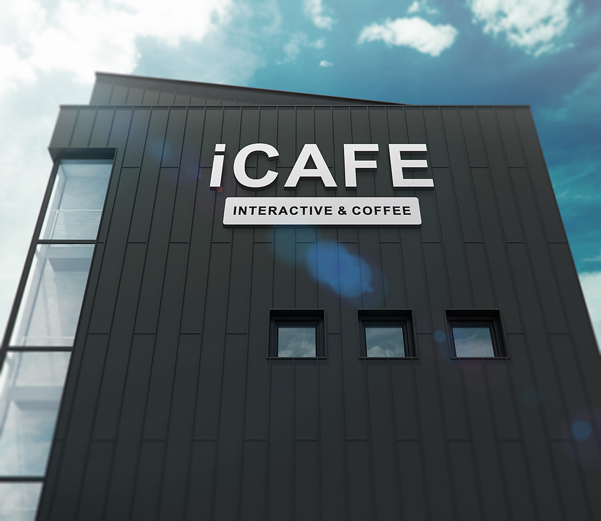 黑色建筑3D立体logo标志样机Mockup插图