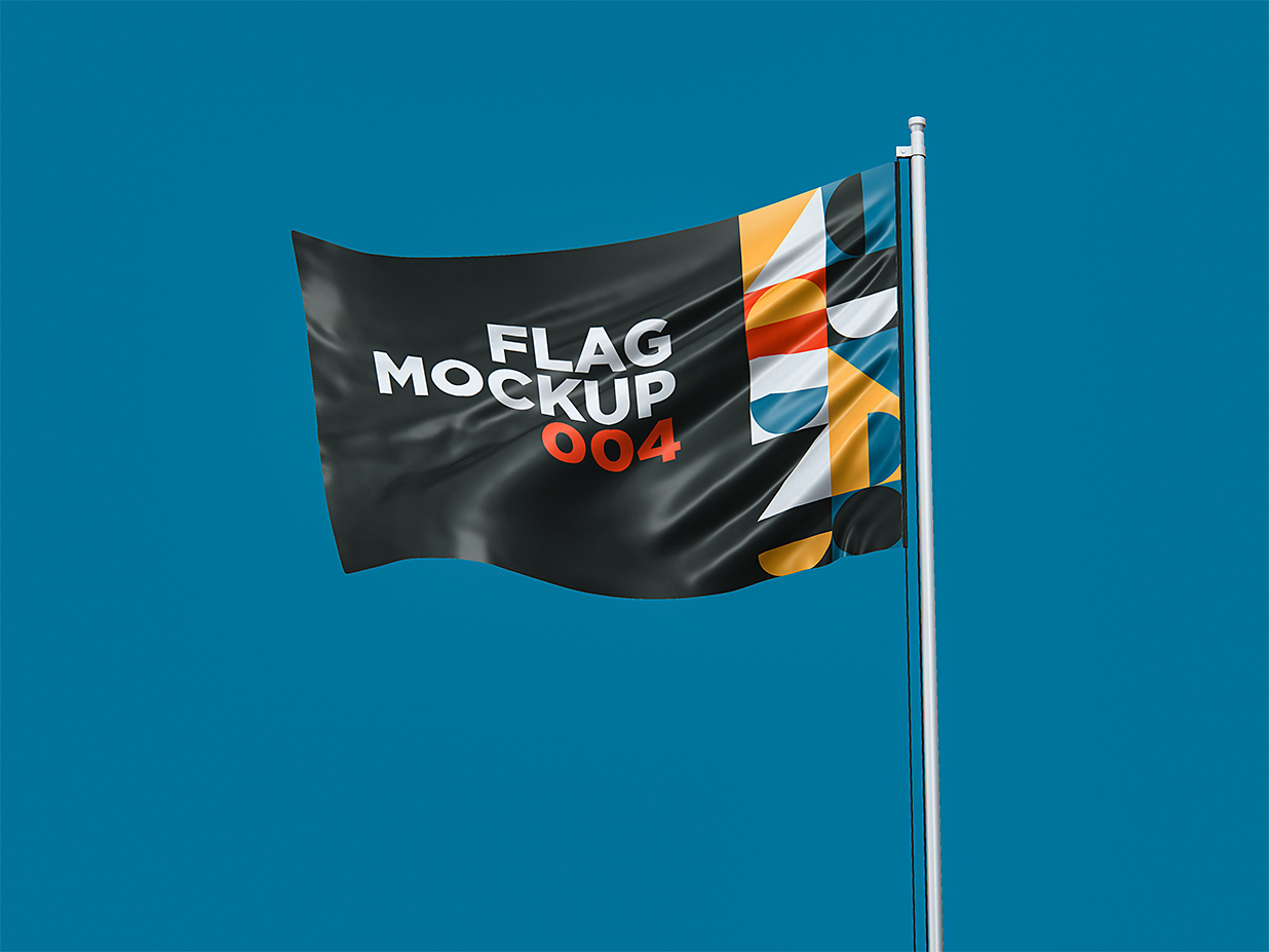 空中飘扬的旗帜广告旗样机Mockup3组插图2