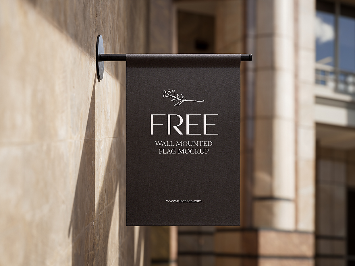 壁挂式吊旗挂旗广告旗样机Mockup3组插图2