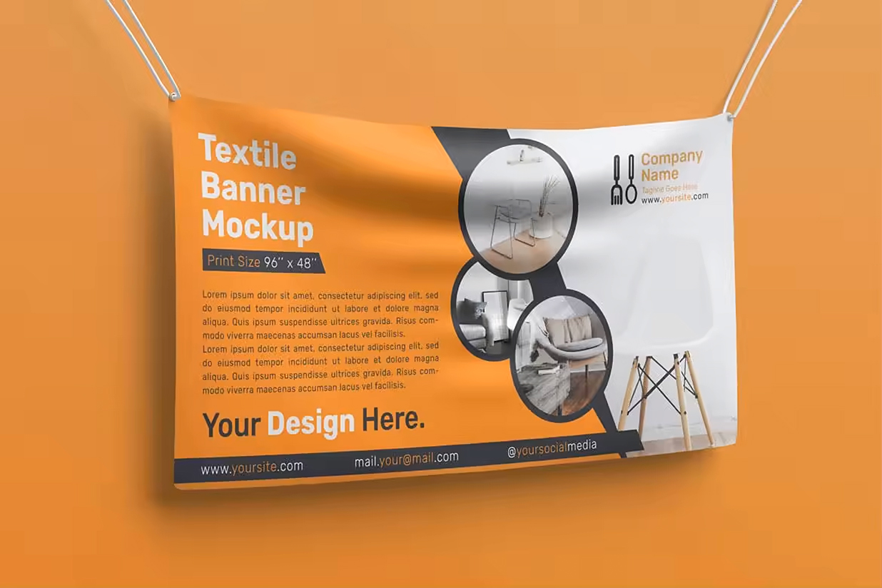 吊绳横幅拉旗旗帜广告样机mockup3组插图2