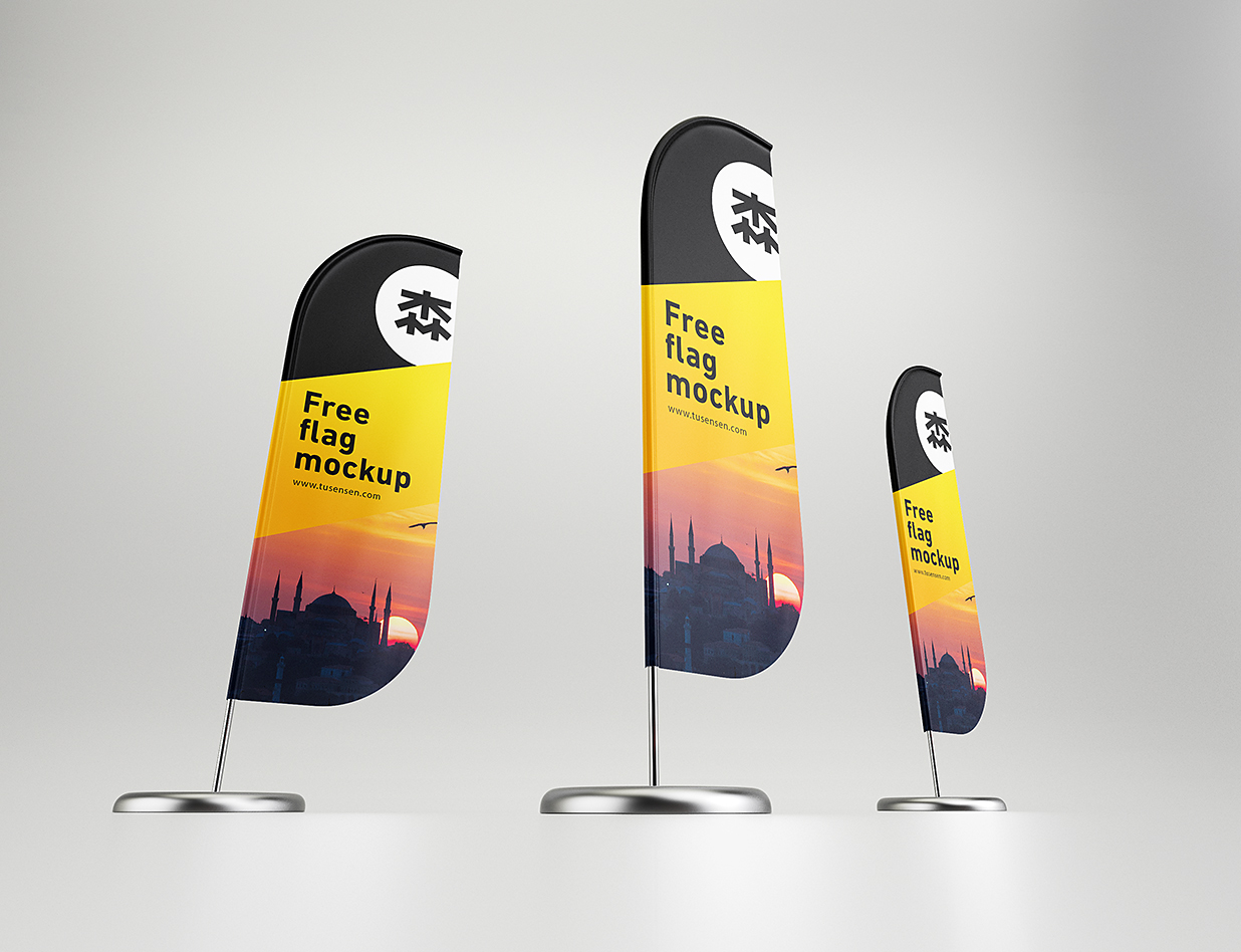 道旗帆旗广告旗旗帜样机mockup3组插图2