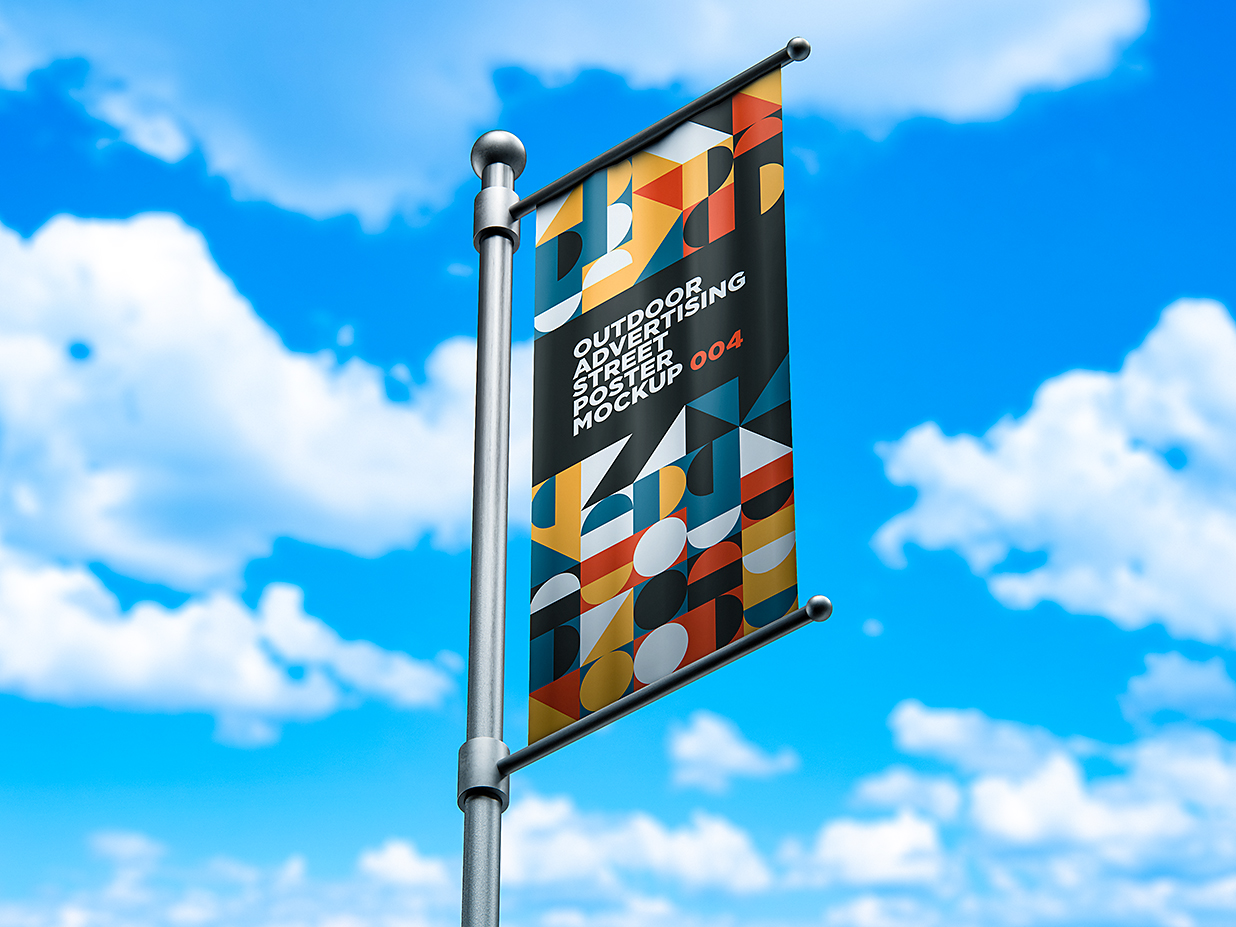 杆旗道旗广告旗旗帜样机mockup3组插图2