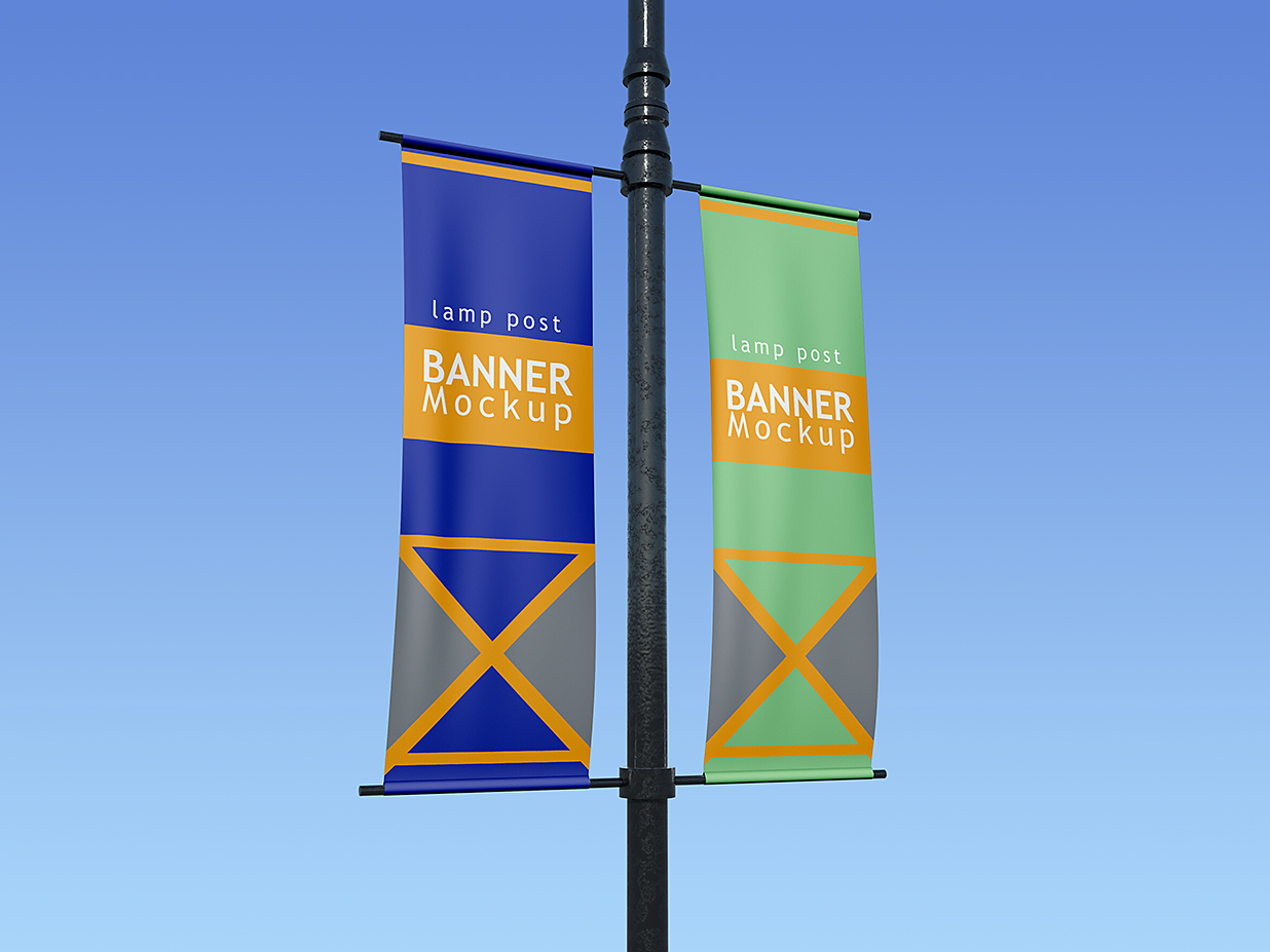 杆旗道旗广告旗旗帜样机mockup3组插图2