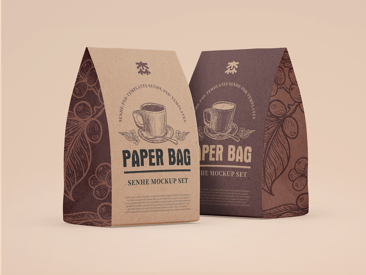 精致牛皮纸自立袋咖啡袋食品袋样机3组插图2