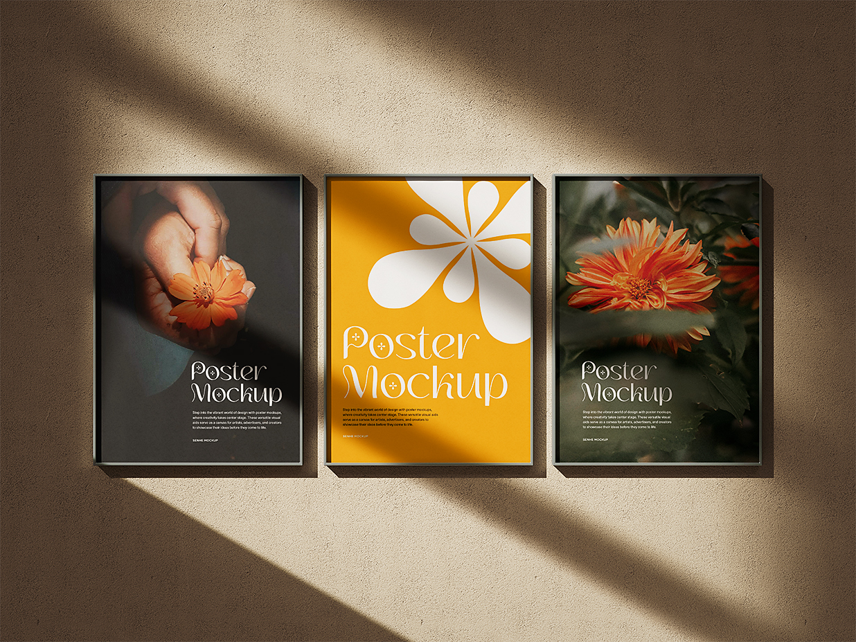 高质感带框架海报样机3组插图2