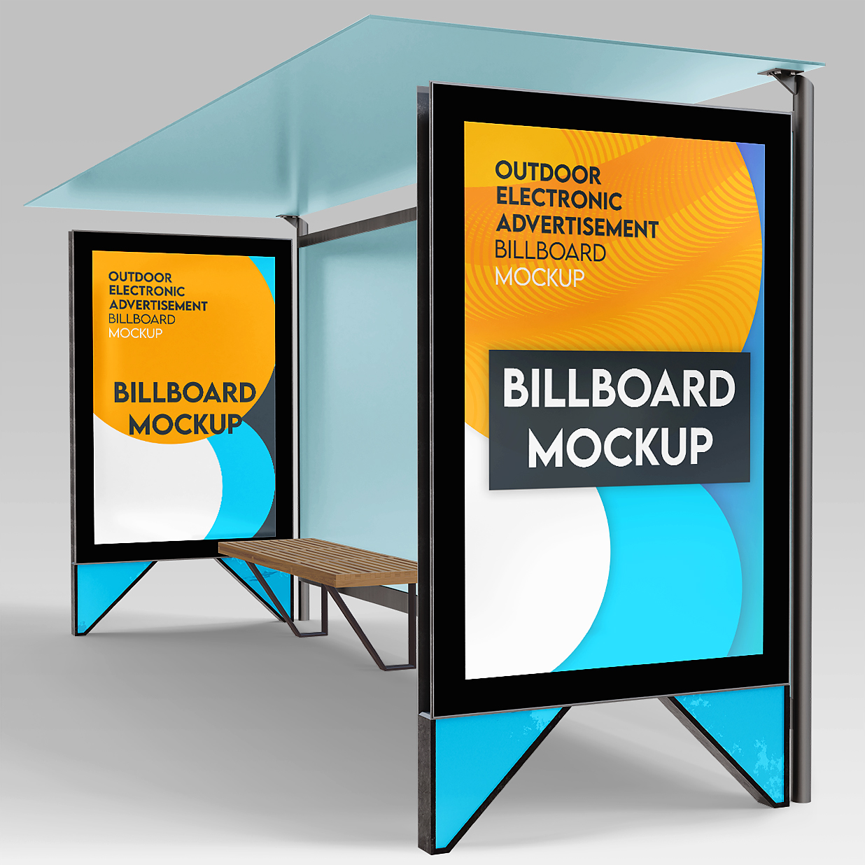 公交站台广告牌海报样机3组插图2