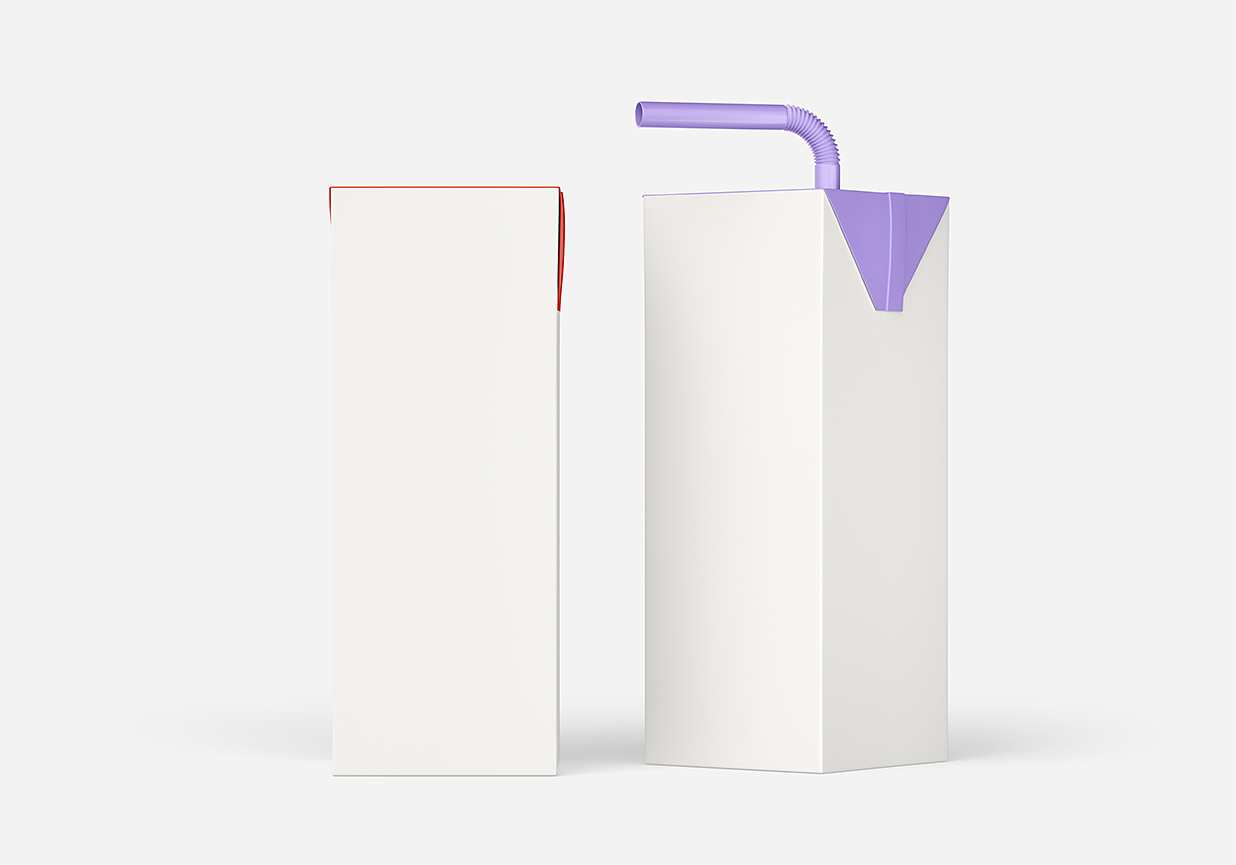 带吸管的果汁饮料牛奶利乐包装样机套装10组插图2