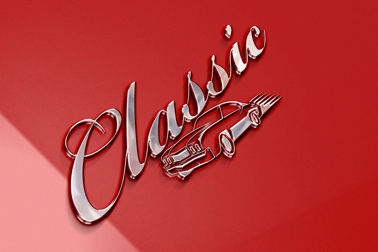 高质感红色漆面金属材质品牌立体LOGO样机插图