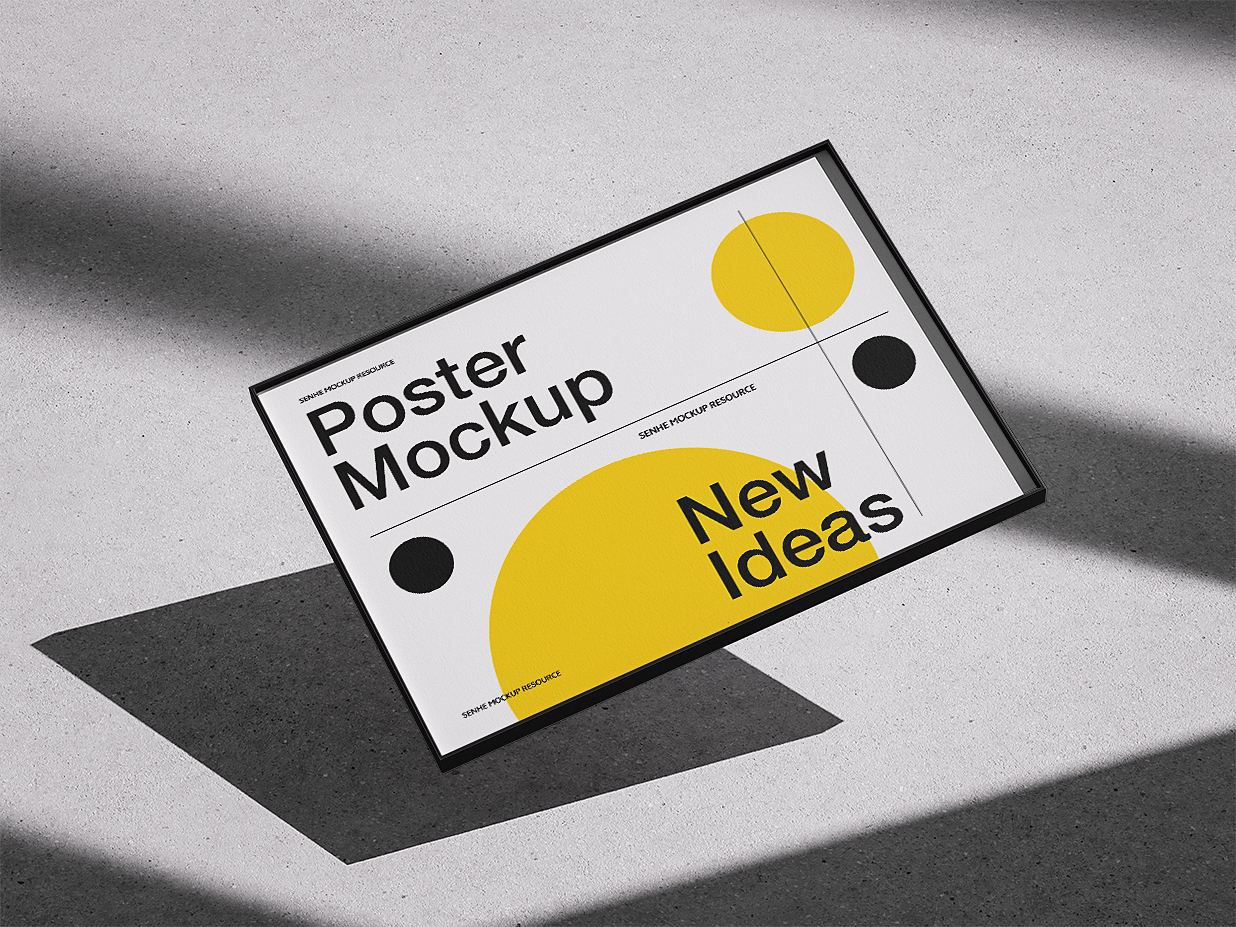 室内带框架的装饰画海报样机4组插图3