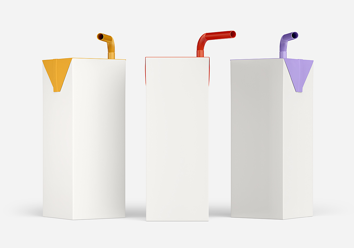 带吸管的果汁饮料牛奶利乐包装样机套装10组插图3