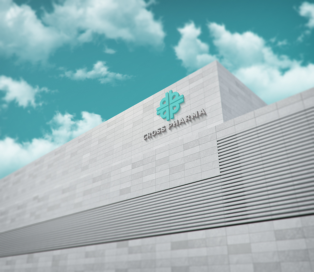 白色现代建筑3D立体logo标志样机Mockup插图