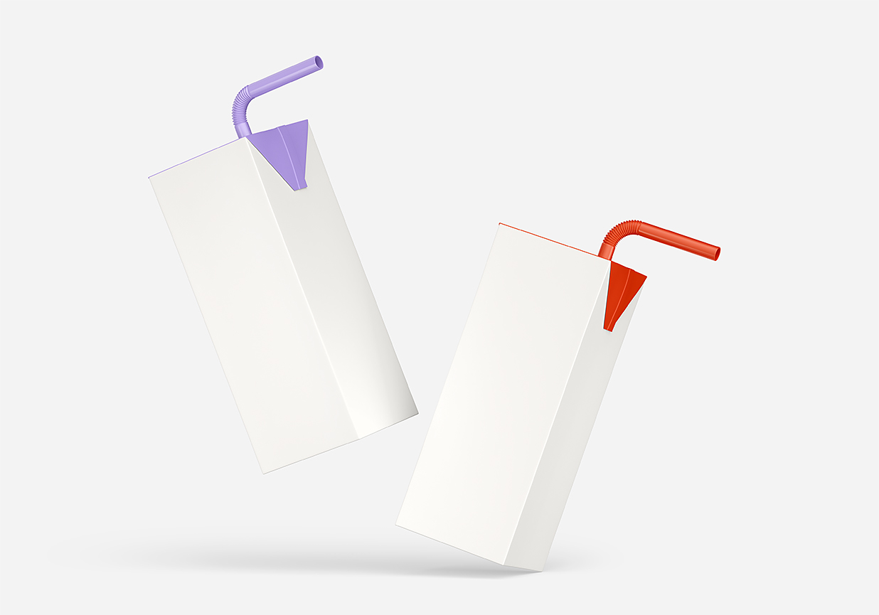 带吸管的果汁饮料牛奶利乐包装样机套装10组插图7