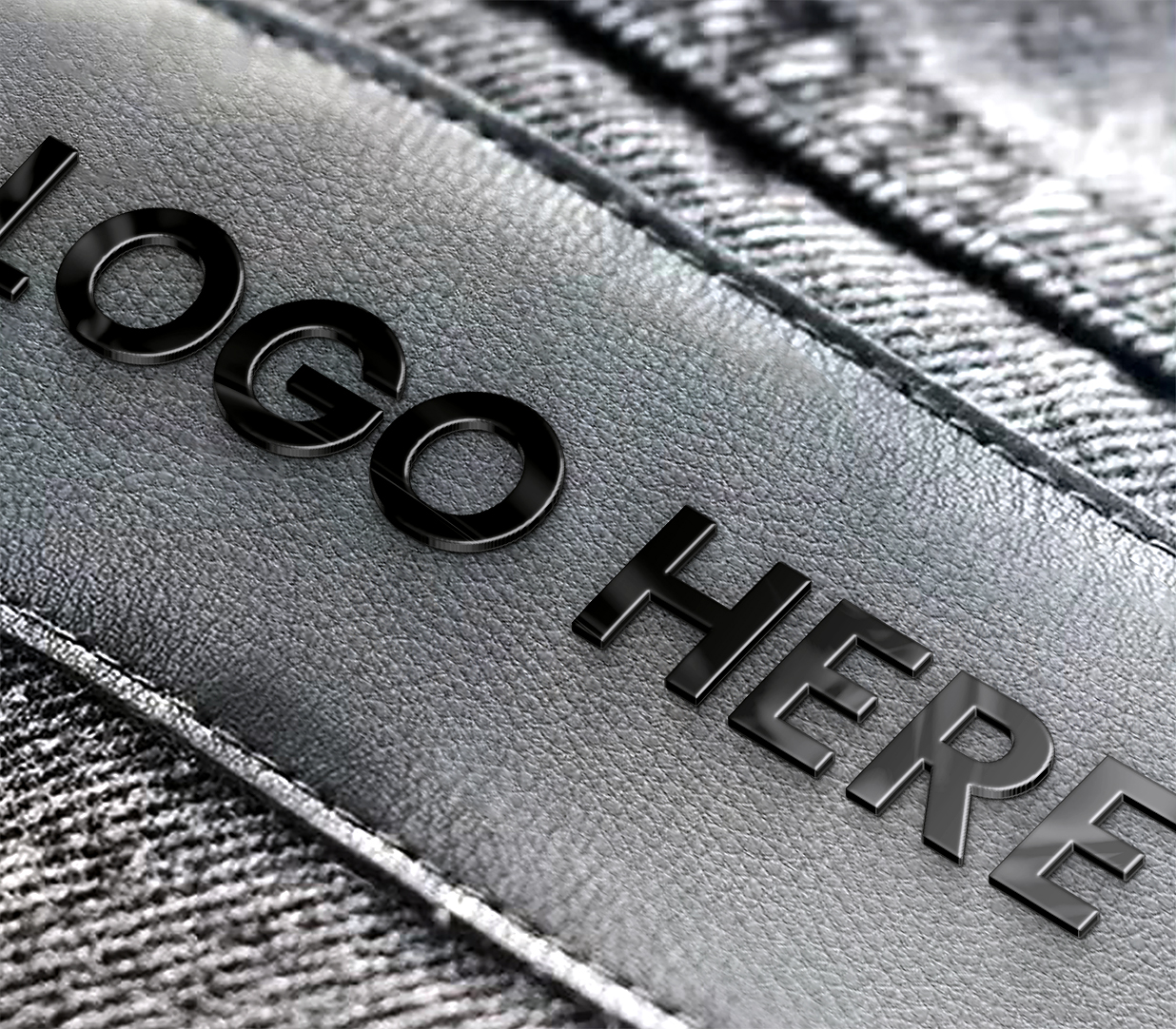 皮革上的金属LOGO样机插图