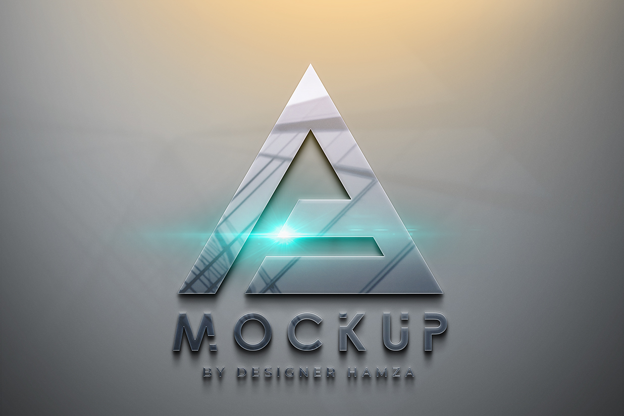 高质感炫光效果金属立体LOGO样机插图
