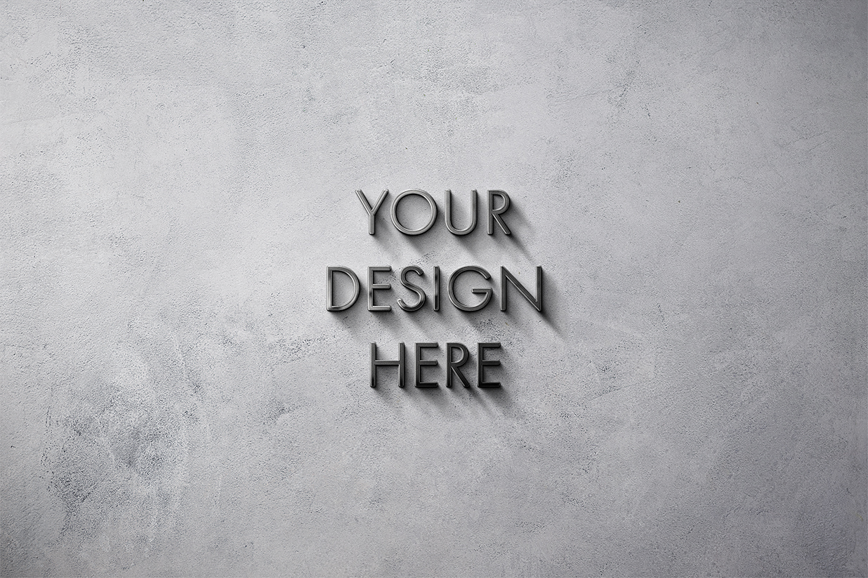 高质感混泥土水泥黑金属立体LOGO样机插图