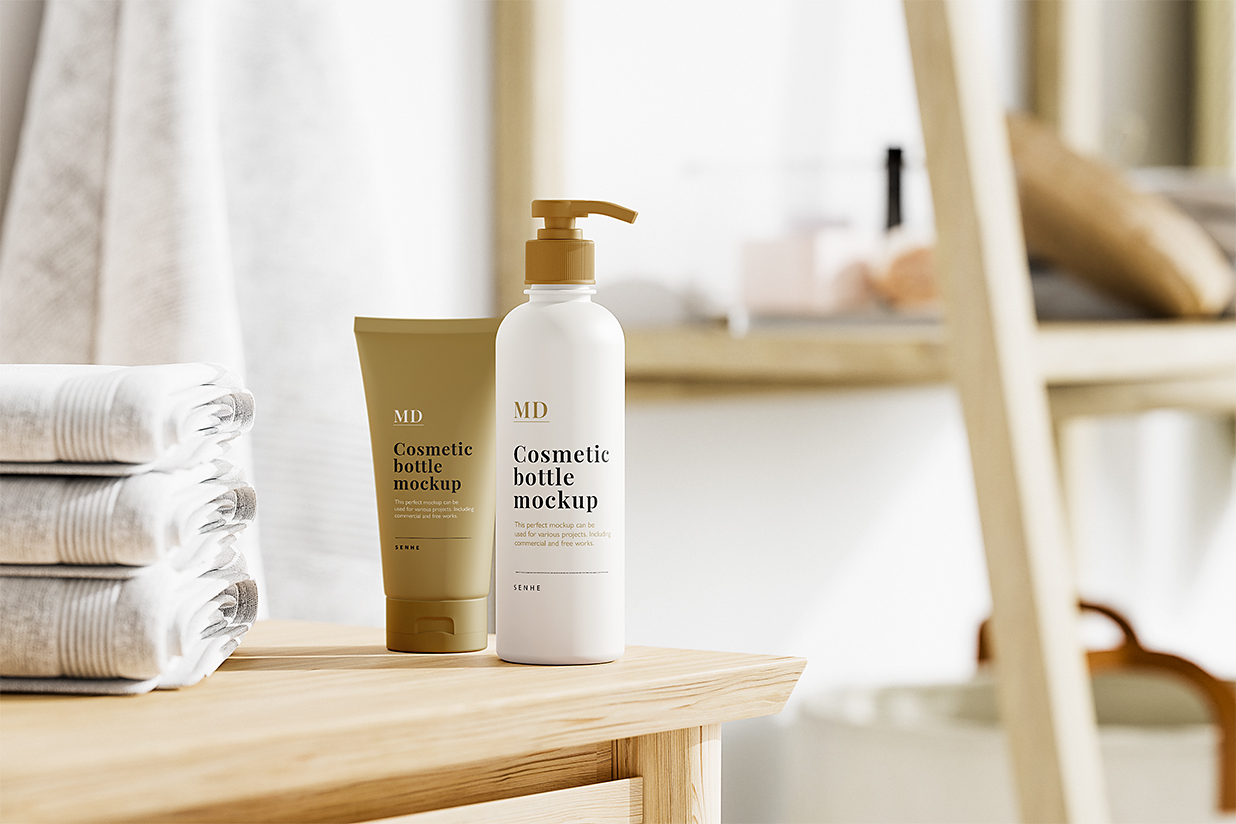 精致场景沐浴露洗面奶样机插图