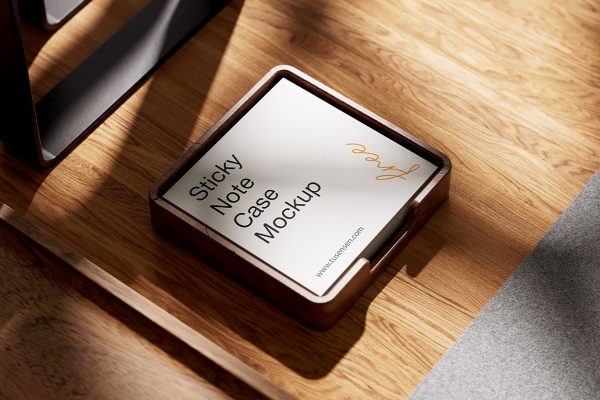 高质感木制便利贴便签盒样机4组