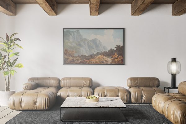 客厅带框架装饰画海报样机