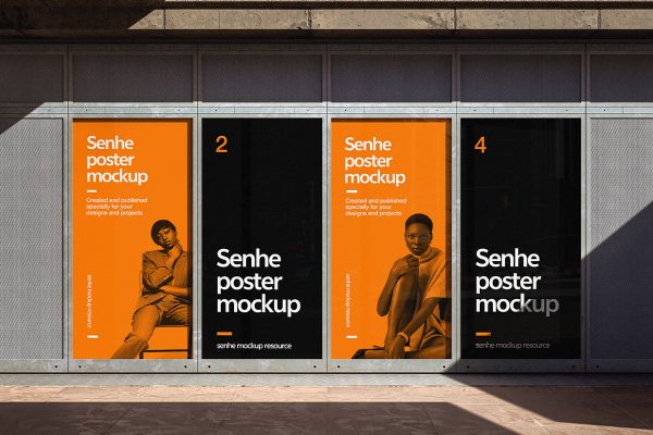 户外广告牌海报样机3组