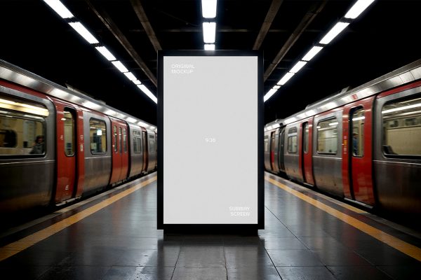 地铁站台LED屏广告牌海报样机