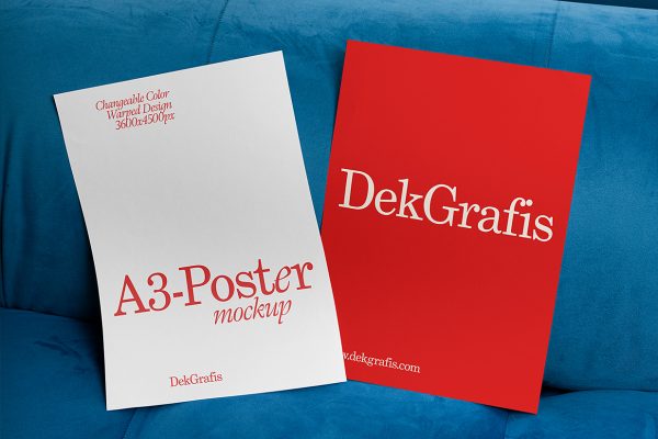 丝绒沙发上的海报样机