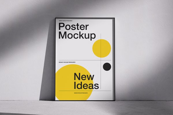 室内带框架的装饰画海报样机4组