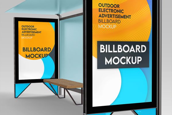 公交站台广告牌海报样机3组