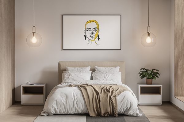 卧室带框架的装饰画海报样机2组