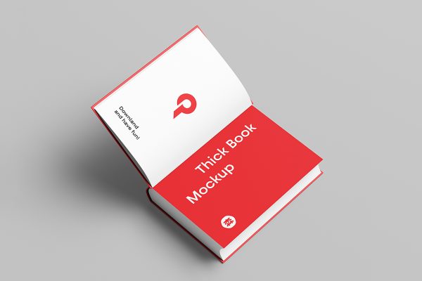 打开的精装书籍样机