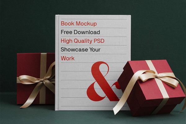 带礼品盒的精装书籍样机