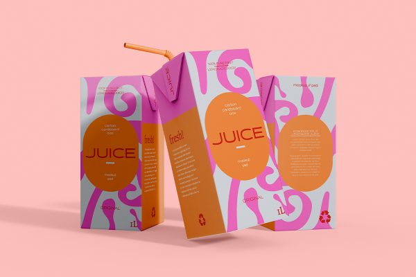 带吸管的果汁饮料牛奶利乐包装样机