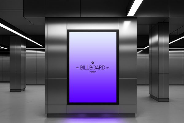 地铁站灯箱广告牌海报样机