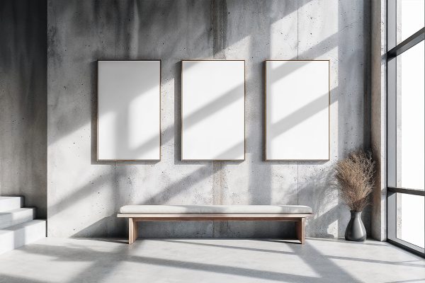 客厅带框架的装饰画海报样机