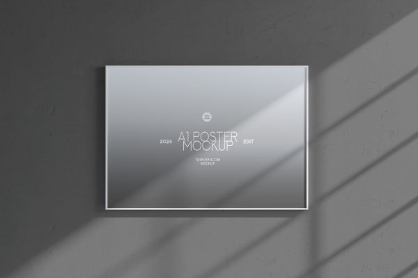 简约带框架的装饰画海报样机