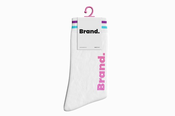 精致带标签的袜子长袜样机