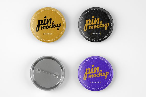 圆形别针徽章胸针样机