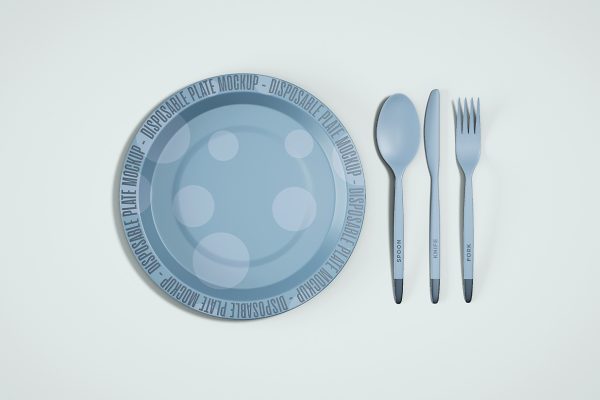 带餐具的一次性餐盘盘子样机