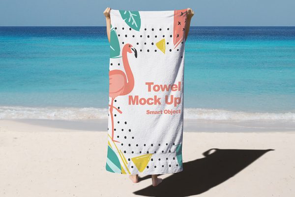 带印花图案的浴巾沙滩巾样机3组