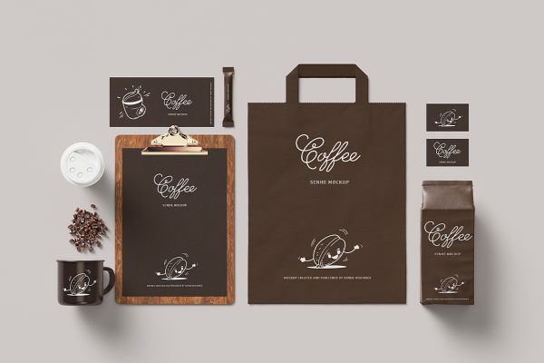 精致咖啡品牌包装VI样机7组