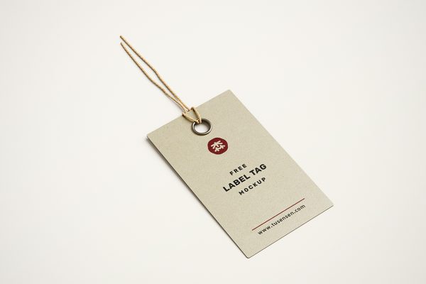带麻绳的服装吊牌标签样机3组