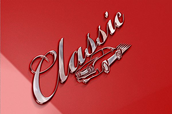 高质感红色漆面金属材质品牌立体LOGO样机