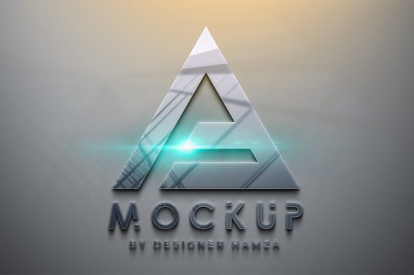 高质感炫光效果金属立体LOGO样机