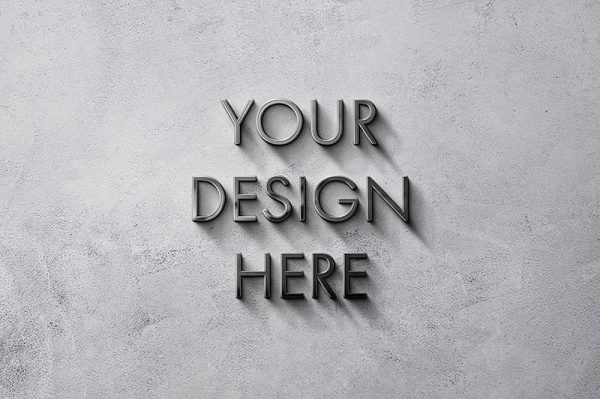 高质感混泥土水泥黑金属立体LOGO样机