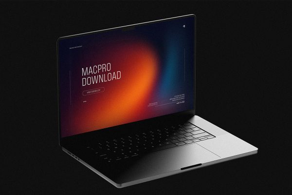 暗色场景的Macbook样机