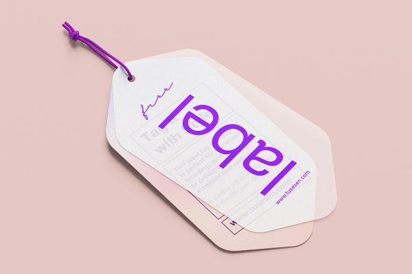 优雅时尚服装吊牌标签样机3组