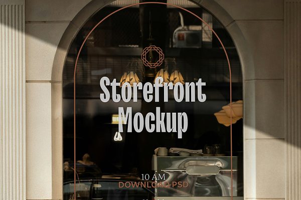 咖啡店餐厅玻璃橱窗LOGO贴样机