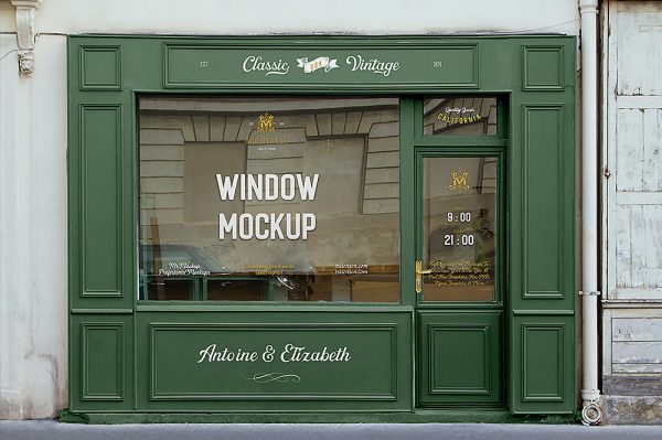 文艺清新橱窗门店玻璃贴LOGO样机