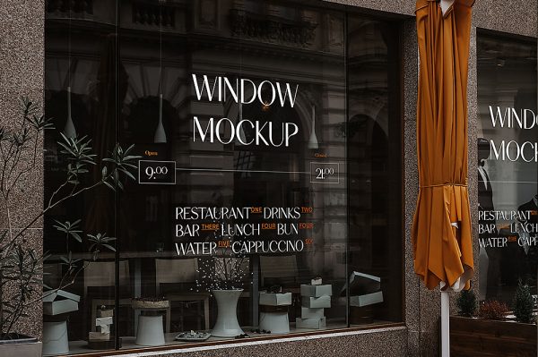 高级门店户外玻璃贴LOGO样机