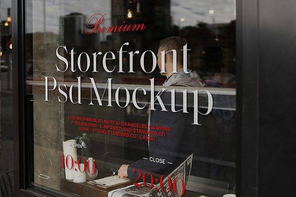 咖啡店餐厅外玻璃贴LOGO样机