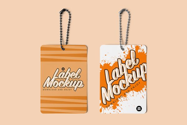 带链条垂直服装吊牌标签样机